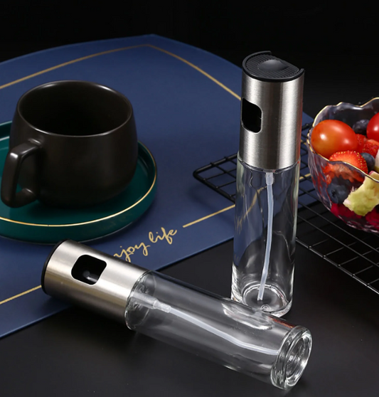 Stainless Steel Cooking Oil Spray Bottle Glass Oil for BBQ & Cooking