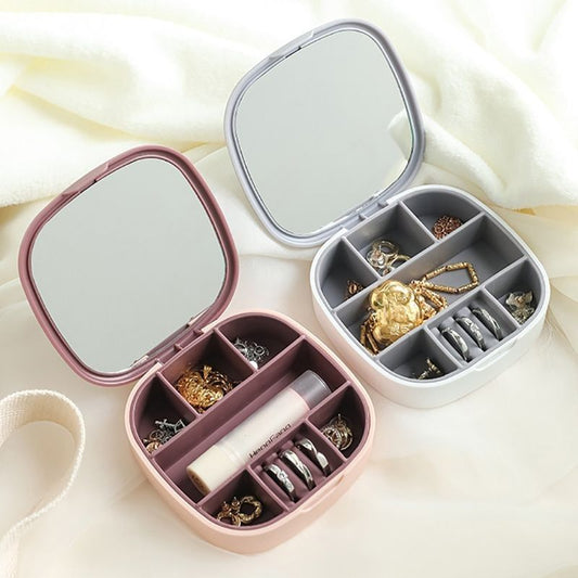 Jewelry Storage Box with Mirror, Portable Jewelry Organizer, Dustproof, Travel Case Ideal for Ring, Pendant, Earring Necklace and Bracelet, Easy to storage LD-988